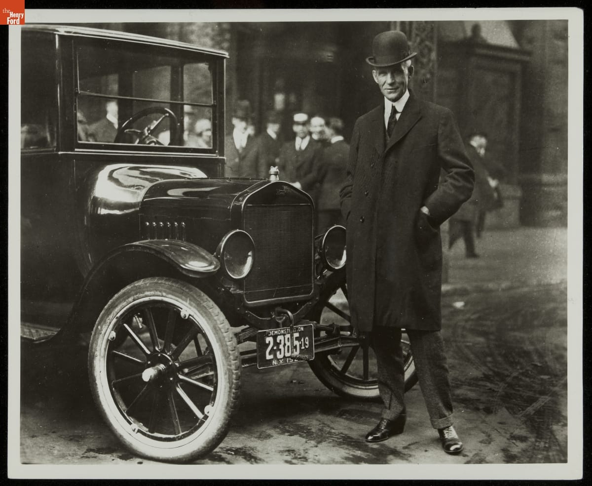 Henry Ford with Model T, 1921